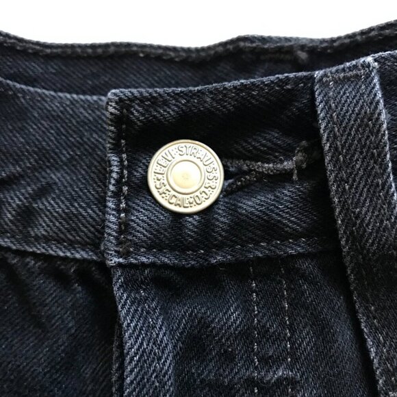 Levi's 501 Cut Off Denim Shorts Womens 24 Black Button Fly High Rise Raw Hem - Picture 6 of 13